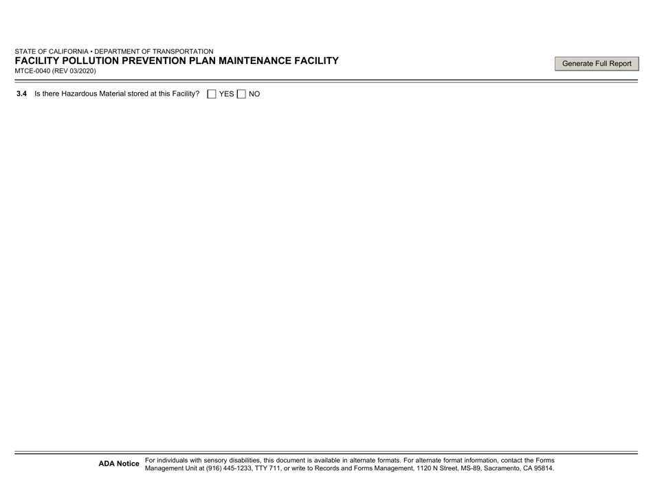 Form MTCE-0040 Facility Pollution Prevention Plan Maintenance Facility - California, Page 4