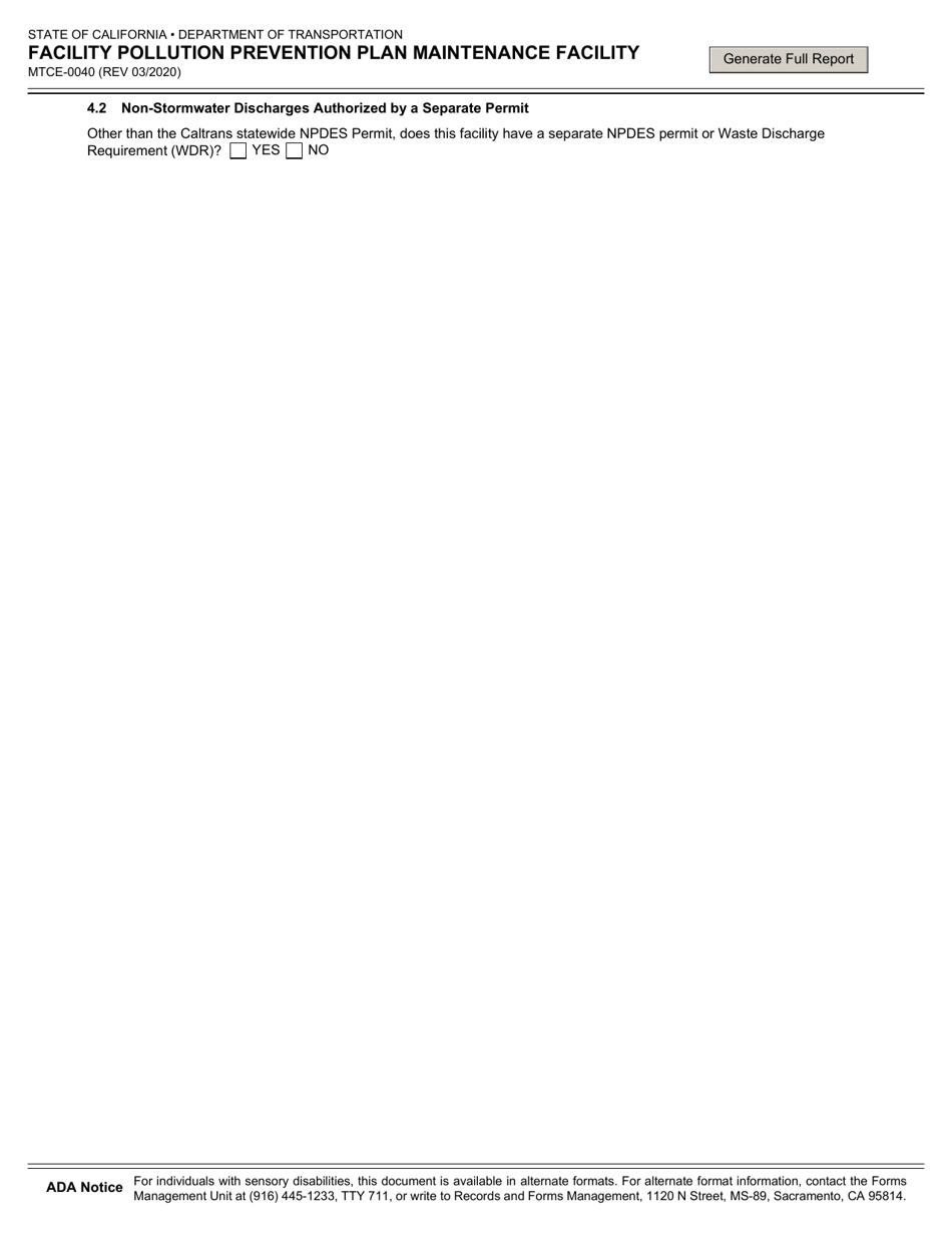 Form MTCE-0040 Facility Pollution Prevention Plan Maintenance Facility - California, Page 5