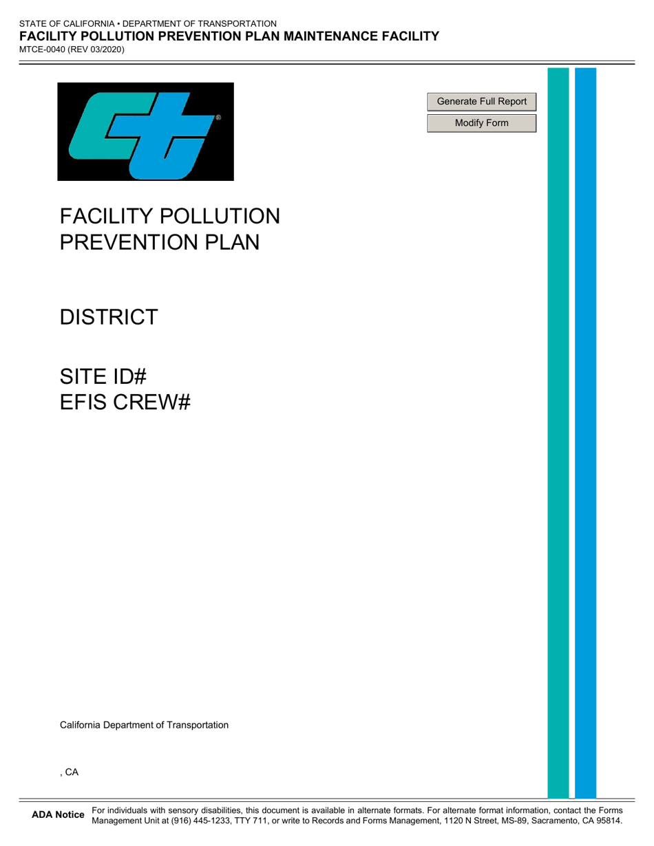 Form MTCE-0040 Facility Pollution Prevention Plan Maintenance Facility - California, Page 8