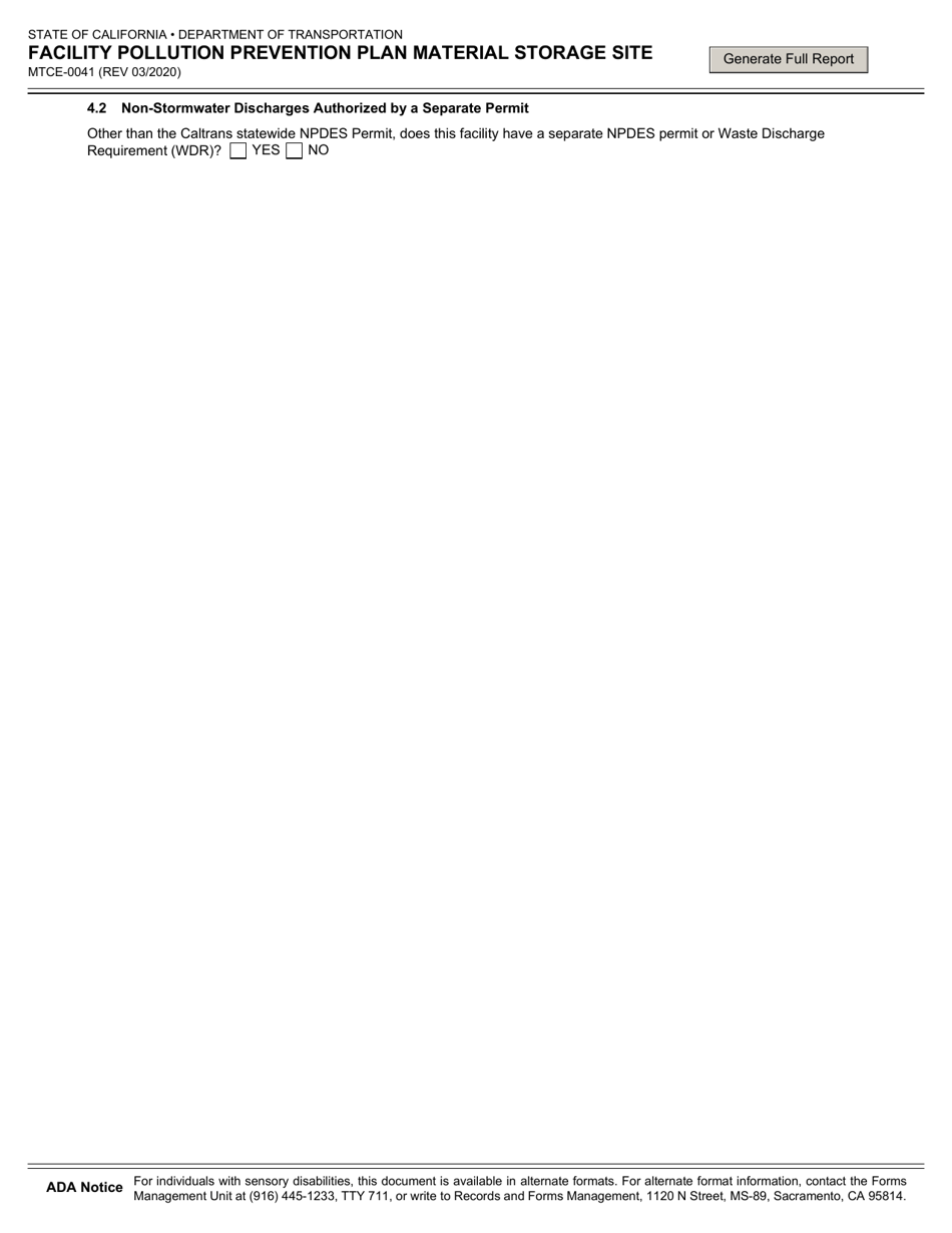 Form MTCE-0041 Facility Pollution Prevention Plan Material Storage Site - California, Page 5