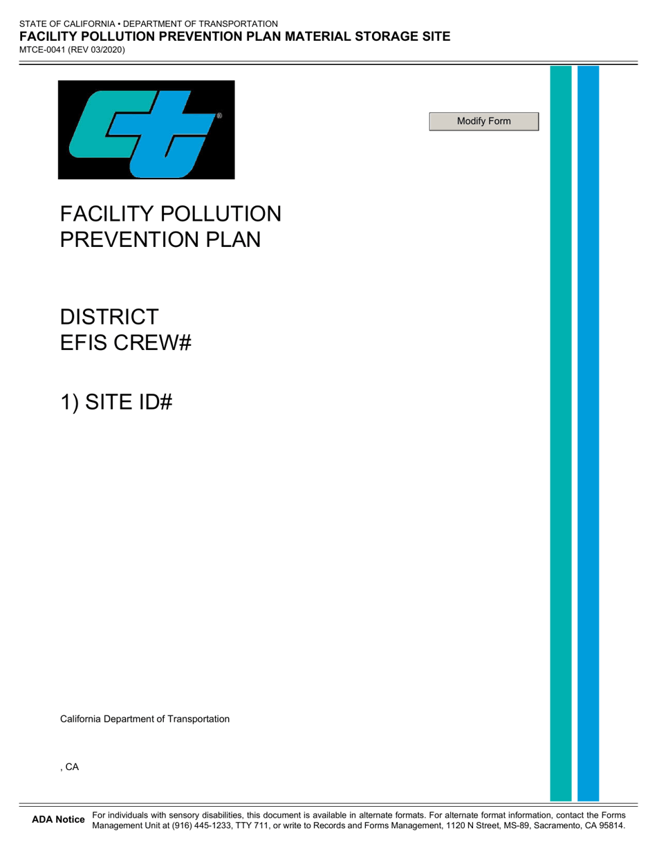 Form MTCE-0041 Facility Pollution Prevention Plan Material Storage Site - California, Page 8