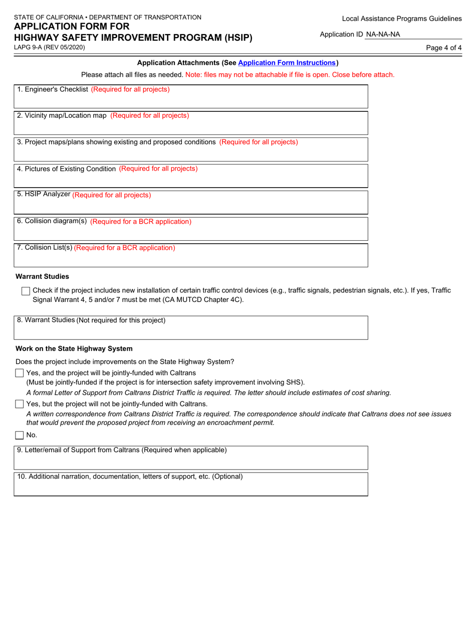Form LAPG9-A Highway Safety Improvement Program (Hsip) - California, Page 4