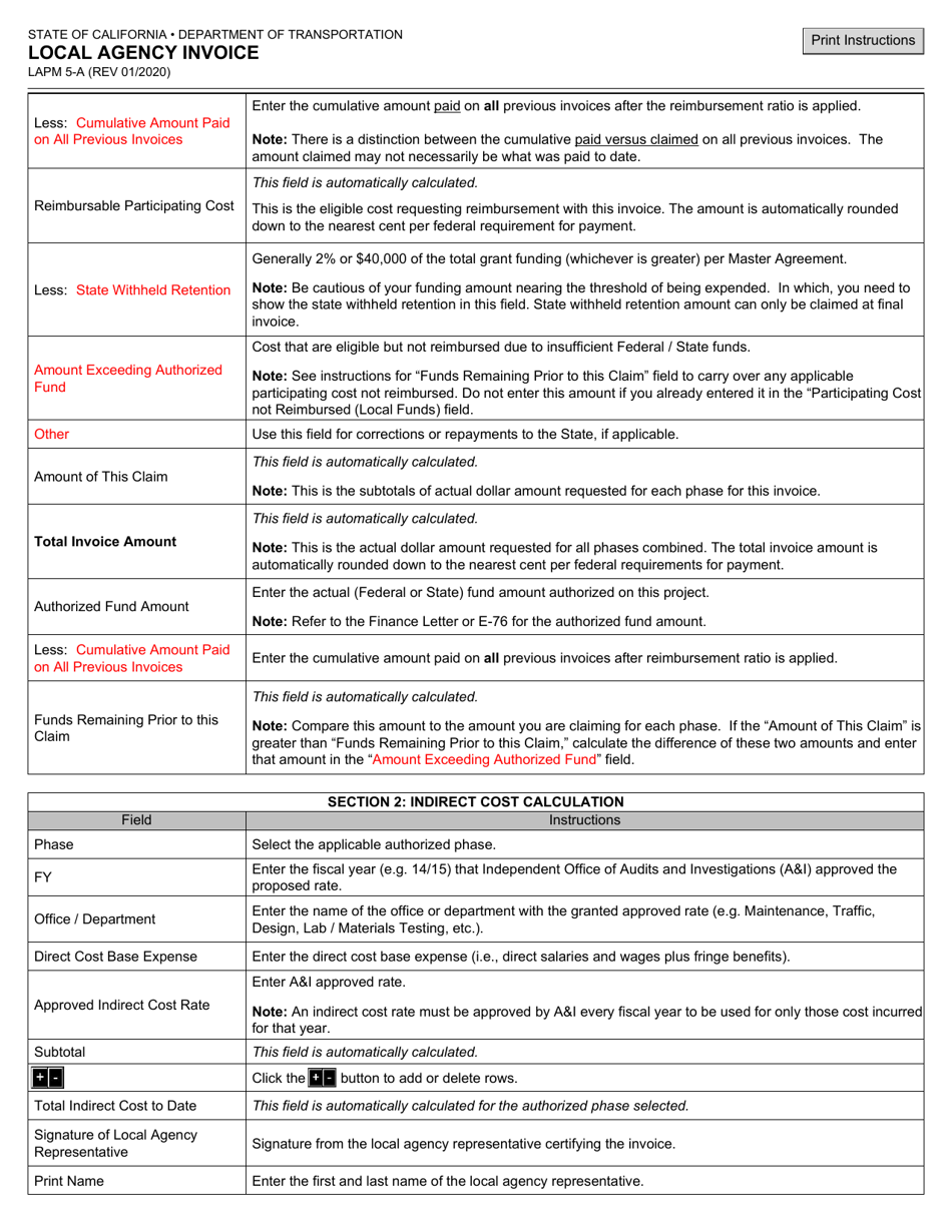 Form LAPM5-A Local Agency Invoice - California, Page 8