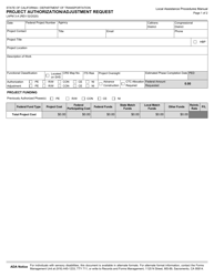 Form LAPM3-A Project Authorization/Adjustment Request - California