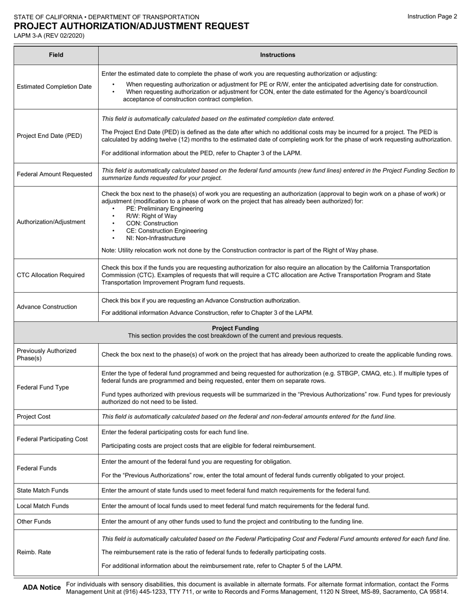 Form LAPM3-A Project Authorization / Adjustment Request - California, Page 4
