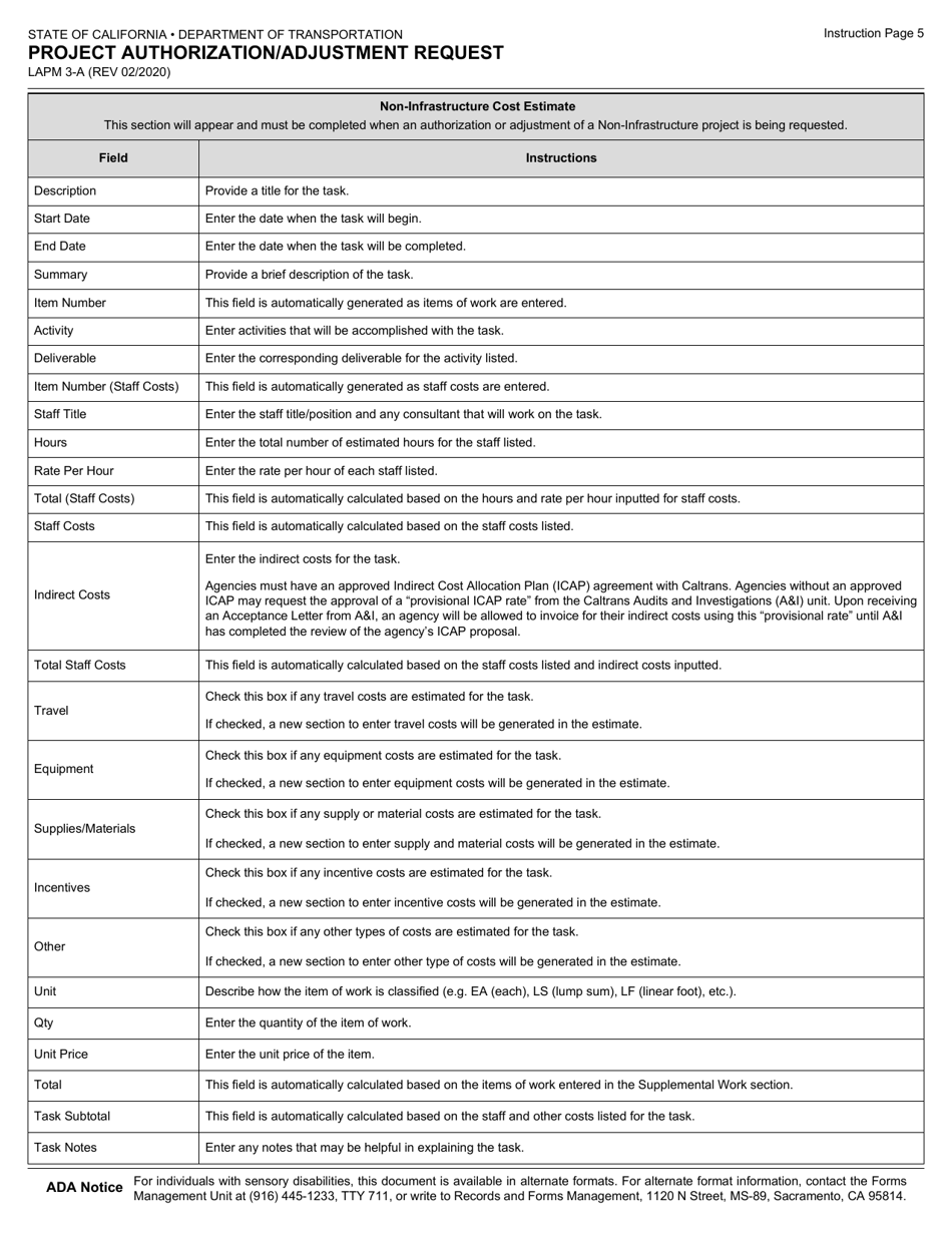 Form LAPM3-A Project Authorization / Adjustment Request - California, Page 7