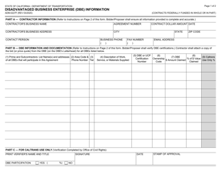 Document preview: Form ADM-0227F Disadvantaged Business Enterprise (Dbe) Information - California