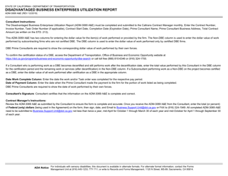 Form ADM-3069AE Disadvantaged Business Enterprises Utilization Report - California, Page 2
