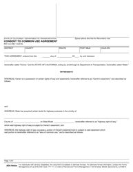 Form RW13-2 Consent to Common Use Agreement - California