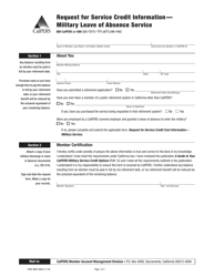 Document preview: Form PERS-MSD-369A Request for Service Credit Information - Military Leave of Absence Service - California