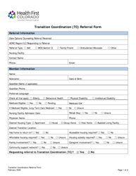 Document preview: Transition Coordination (Tc) Referral Form - Colorado