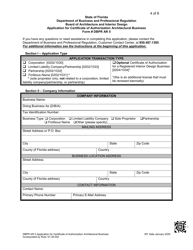 Form DBPR AR5 Application for Certificate of Authorization Architectural Business - Florida, Page 4