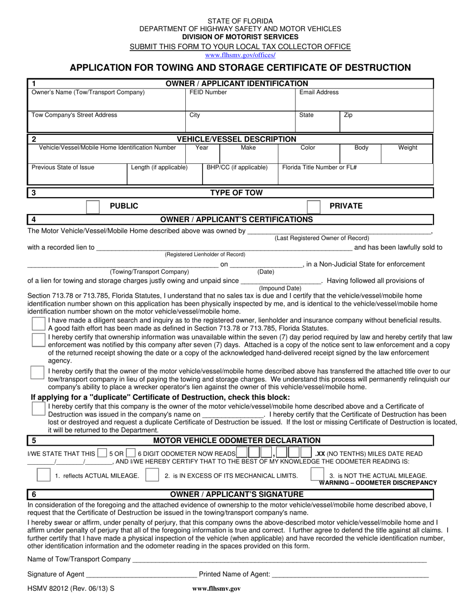 Form HSMV81012 - Fill Out, Sign Online and Download Fillable PDF ...