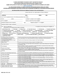 Form HSMV83034 Application for Military Service-Related License Plates - Florida