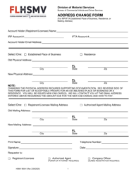 Document preview: Form HSMV85041 Address Change Form - Florida