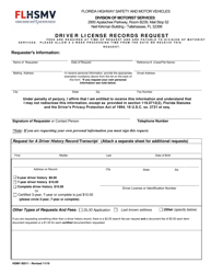 Document preview: Form HSMV90511 Driver License Records Request - Florida