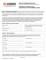 Document preview: Form HSMV96440 Power of Attorney (Poa) and Affidavit of Authorized Agent - Florida