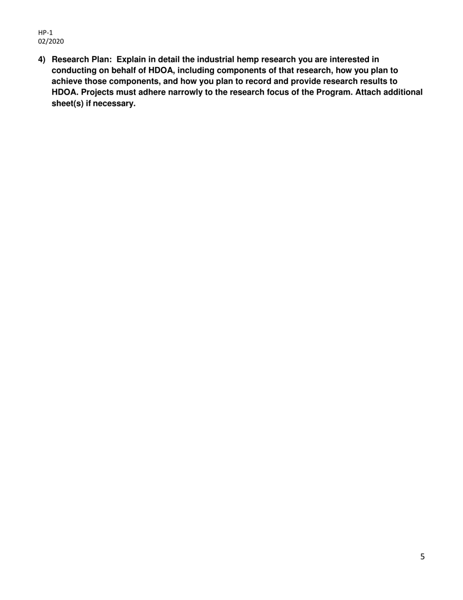 Form HP-1 Industrial Hemp Pilot Program Application - Hawaii, Page 5