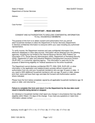 Form DHS1120 Consent and Authorization to Disclose Confidential Information Form - Hawaii