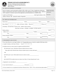 Application for Proof of Hawaii Residency - Hawaii