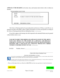 Form 2F-P-543 Notice of Hearing - Hawaii, Page 2