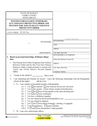 Document preview: Form 5C-P-345 Petition for Ex Parte Temporary Gun Violence Protective Order and Petition for One-Year Gun Violence Protective Order - Hawaii