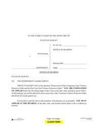 Document preview: Form 5C-P-346 Notice of Hearing - Hawaii