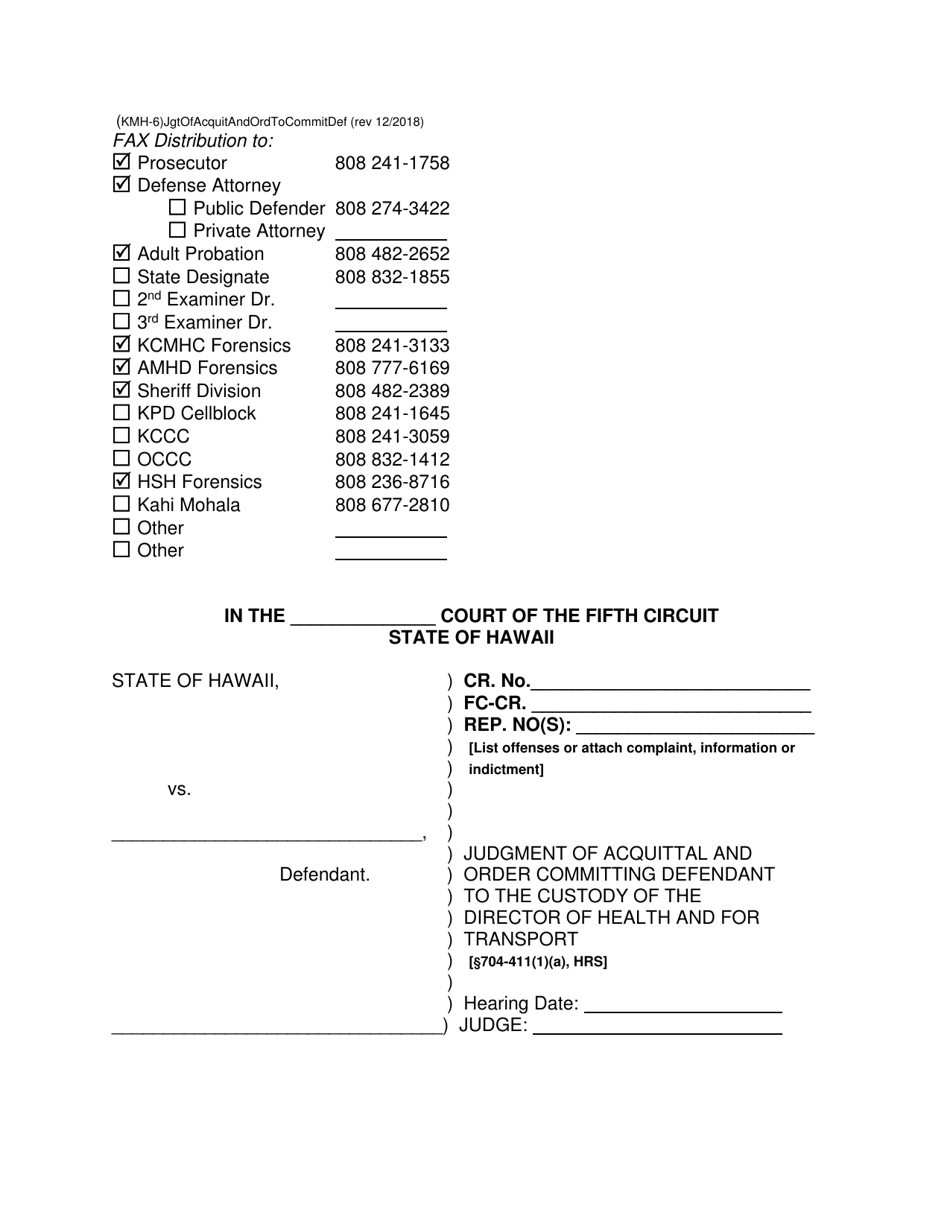 Form KMH-22 Download Printable PDF or Fill Online Judgment of With Regard To Acquittal Report Template