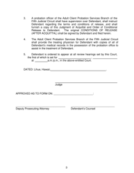 Form KMH-7 Judgment of Acquittal and Order of Conditional Release, Conditions of Release - Hawaii, Page 3
