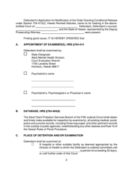 Form KMH-13 Order for Examination of Defendant Seeking Modification of Order Granting Conditional Release - Hawaii, Page 2