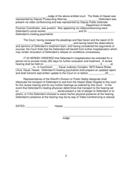 Form KMH-11C Order Continuing Temporary Hospitalization for a Period Not to Exceed Ninety (90) Days and Setting Further Hearing (Release on Conditions) - Hawaii, Page 2