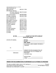 Document preview: Form KMH-4A Order for Re-examination of Defendant as to Fitness to Proceed - Hawaii