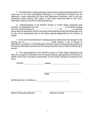 Form KMH-16A Order Revoking Release on Conditions After Temporary Hospitalization Hearing, Committing Defendant to the Custody of the Director of Health - Hawaii, Page 3