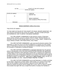 Document preview: Form KMH-22A Bench Warrant (Hrs 704-413(4)) - Hawaii