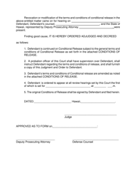 Form KMH-18 Order Amending Terms and Conditions of Order Granting Conditional Release; Conditions of Release - Hawaii, Page 2