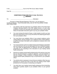 Form KMH-18 Order Amending Terms and Conditions of Order Granting Conditional Release; Conditions of Release - Hawaii, Page 3