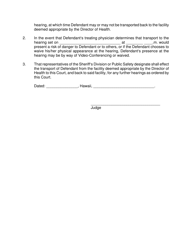 Form KMH-20 Order for Transport - Hawaii, Page 2