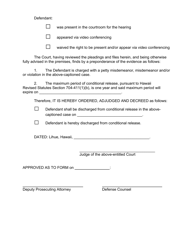 Form KMH-19D Order of Discharge From Conditional Release - Hawaii, Page 2