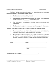 Form KMH-19A Order of Dismissal and Commitment to Director of Health - Hawaii, Page 2