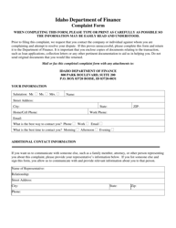 Bank/Credit Union Complaint Form - Idaho, Page 2