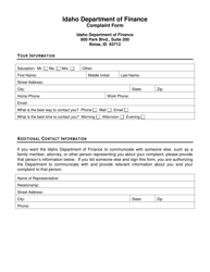 Complaint Form - Idaho, Page 2