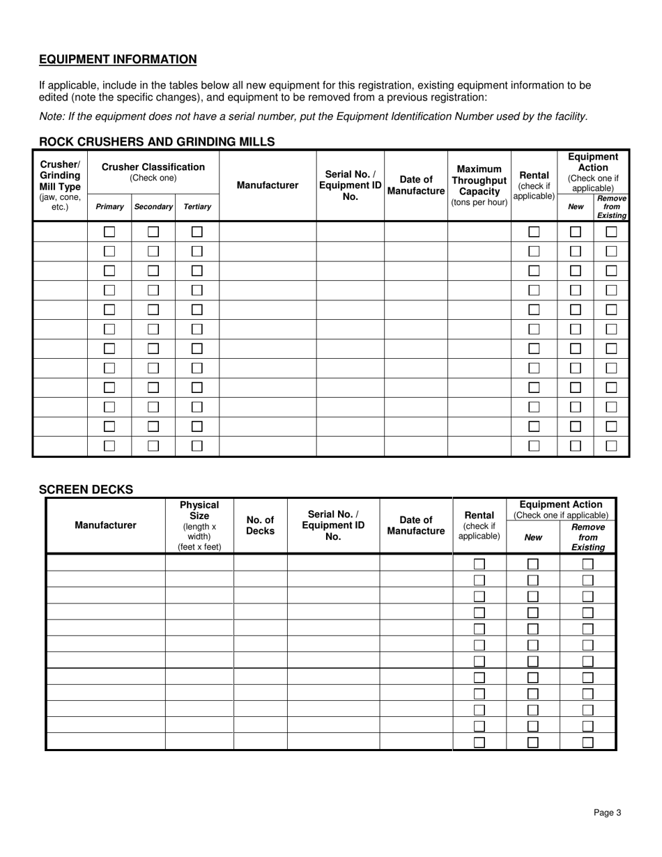 Form PBRR Permit by Rule (Pbr) Registration Nonmetallic Mineral Processing Plants - Idaho, Page 3