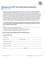 Request for Iep Team Meeting Facilitation - Idaho