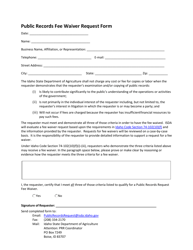 Document preview: Public Records Fee Waiver Request Form - Idaho