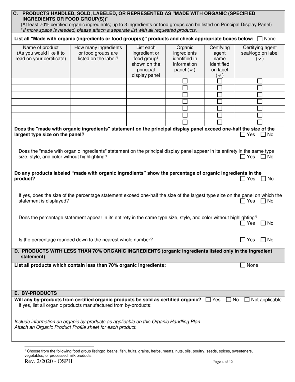Organic System Plan for Handlers and Processors - Idaho, Page 4
