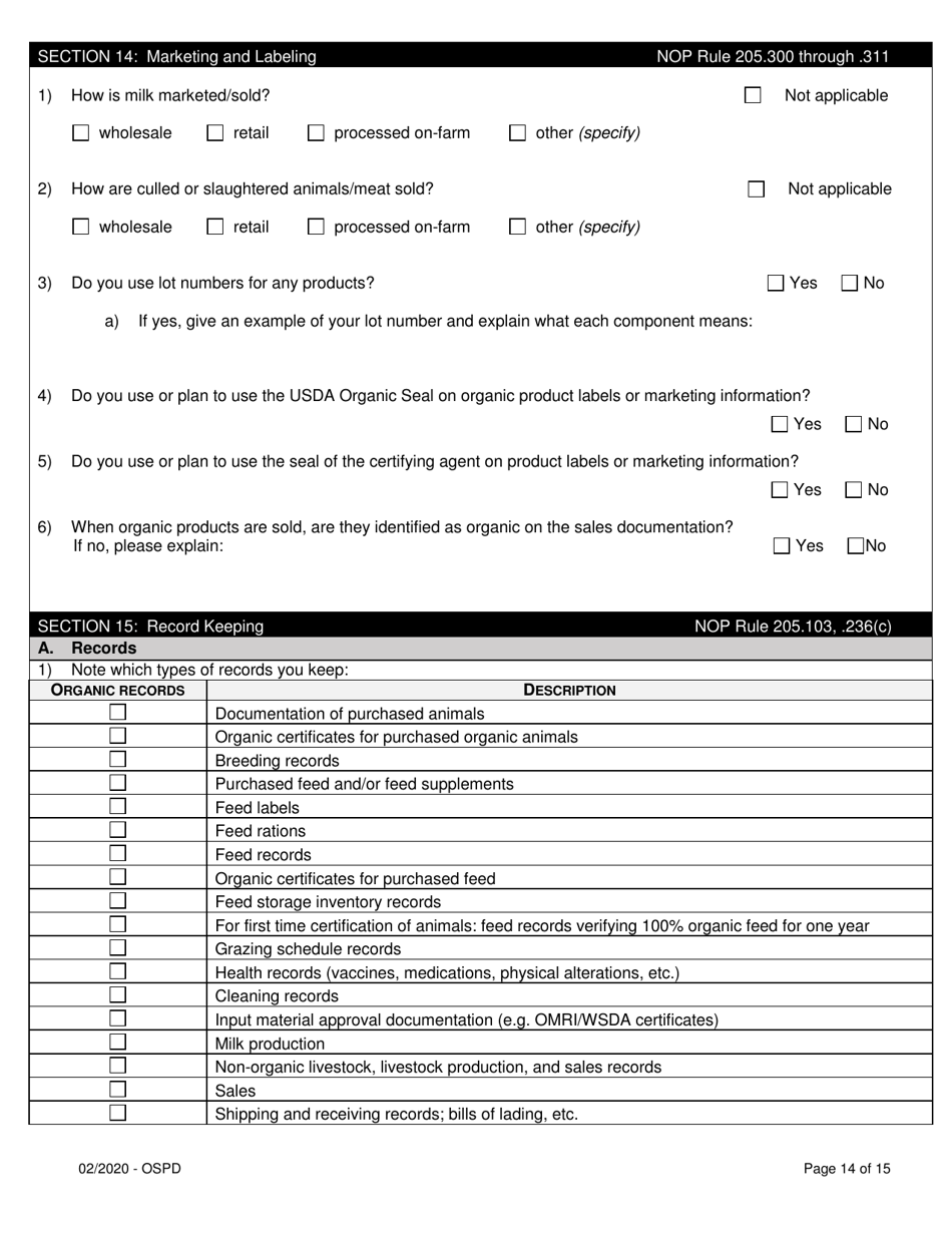 Organic System Plan for Dairy - Idaho, Page 14