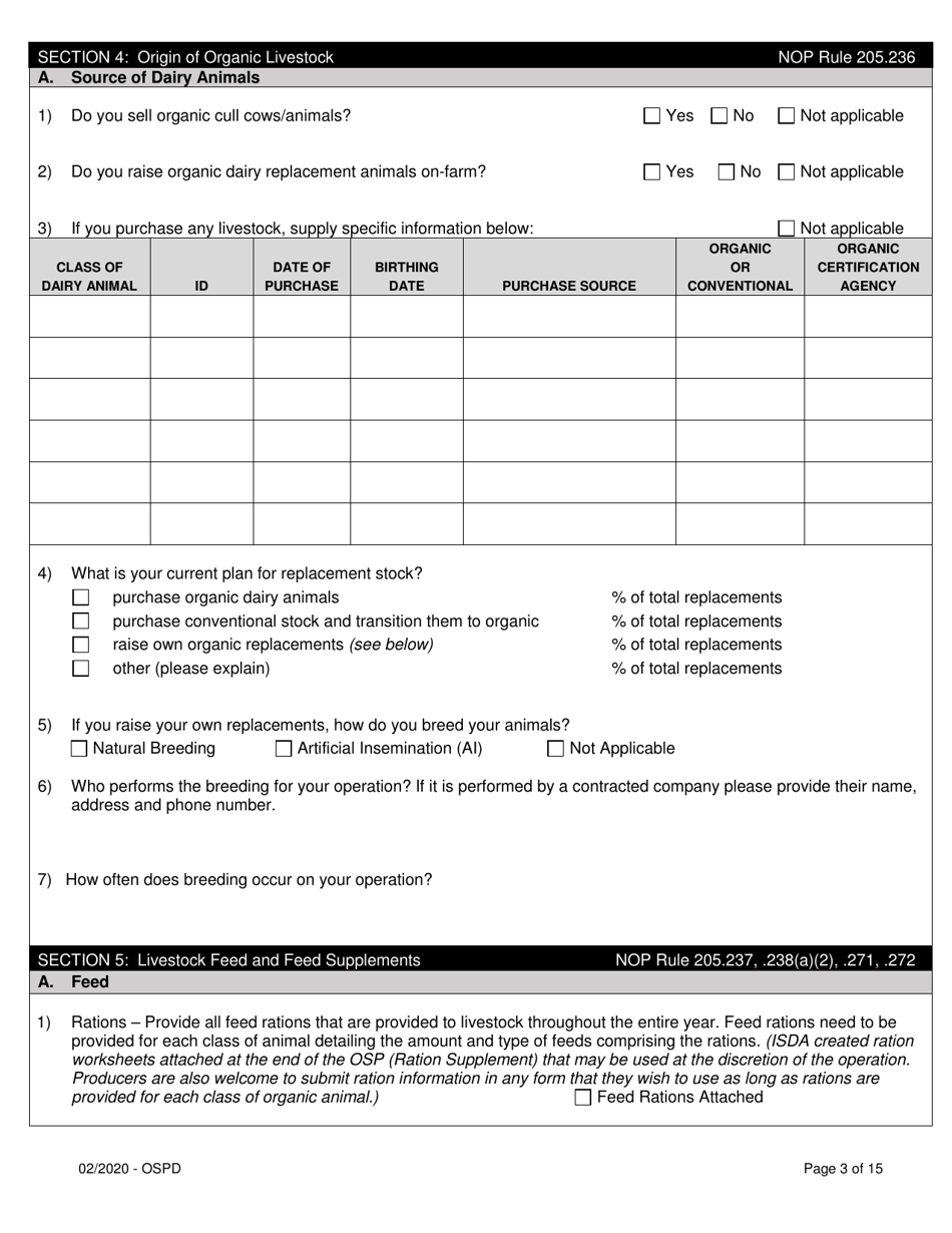 Organic System Plan for Dairy - Idaho, Page 3