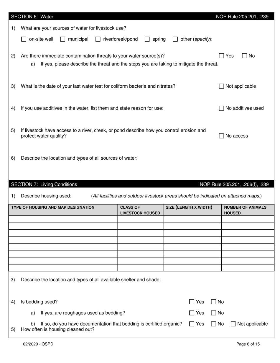 Organic System Plan for Dairy - Idaho, Page 6