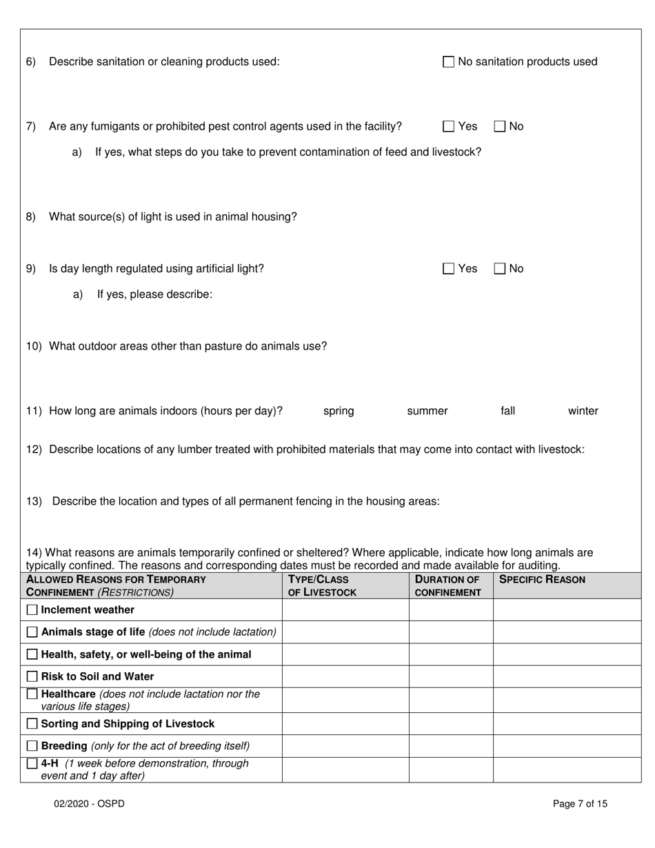 Organic System Plan for Dairy - Idaho, Page 7