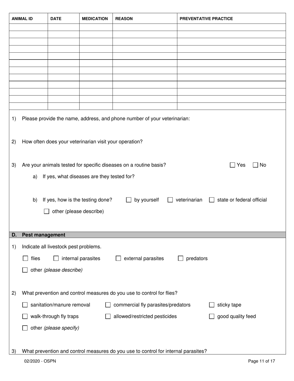 Organic System Plan for Poultry and Non-ruminants - Idaho, Page 11
